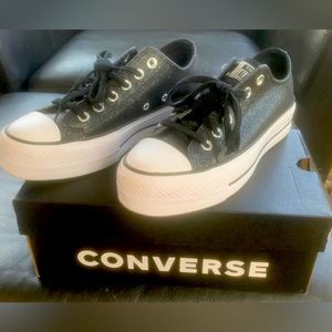 Glitter Black Converse Platform Lifts